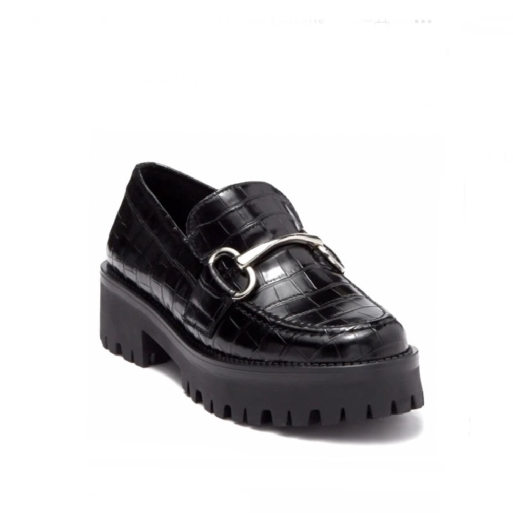 Steve Madden Arlowe Metal Bit Platform Loafers Croc Print